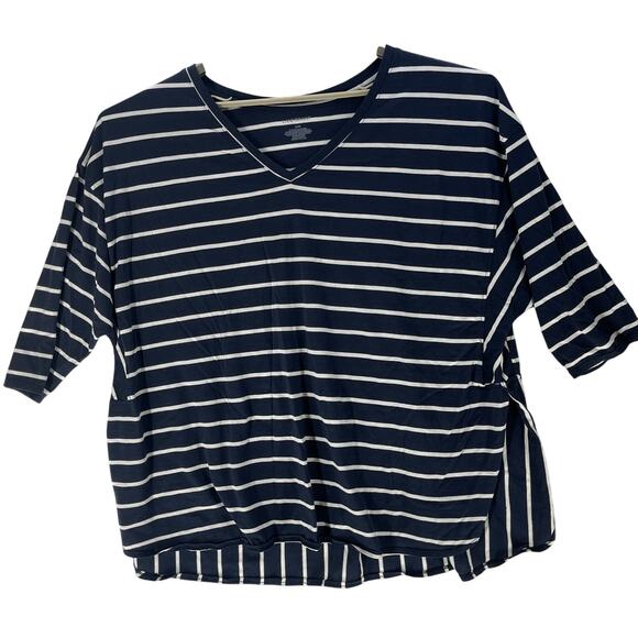 Lane Bryant Top Womens Plus 26 Blue White Striped Relaxed Loose Fit Minimalist - Picture 2 of 7
